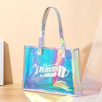 Sac à provisions réfléchissant hologramme clair transparent personnalisé holographique en plastique pvc eva tpu sac fourre-tout transparent sac de plage holographique transparent