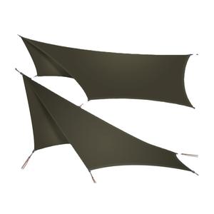 Lona hexagonal para acampar Woqi de 365x295 cm, verde oliva, de nailon, impermeable y ligera, para senderismo y excursionismo al aire libre. - Product Image 1