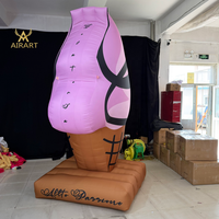 Sculpture gonflable en forme de cornet de glace tourbillonnant bicolore pour l'affichage en vitrine des pâtisseries, décoration estivale pour centres commerciaux