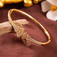 MI MENG Gelang Wanita Berlapis Emas Baja Tahan Karat Kelas Atas Eropa Amerika Desain Geometris Ginkgo Modis