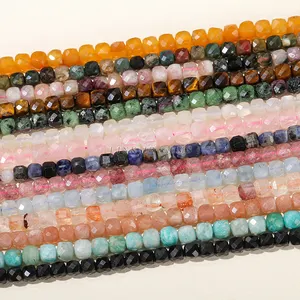 4-5mm facetten reiche quadratische natürliche Kristall achat Handwerk Edelstein Perle gelbe Opal Perlen für DIY Schmuck Zubehör