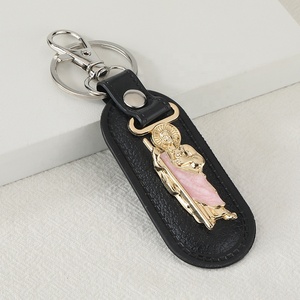 Llaveros Religiosos de San <span class=keywords><strong>Judas</strong></span> Tadeo y Nuestra Señora de Guadalupe, Regalo Religioso, Chapado en Oro, <span class=keywords><strong>Cuero</strong></span> PU, Llavero de Metal de San <span class=keywords><strong>Judas</strong></span>, Venta al por Mayor - Product Image 3