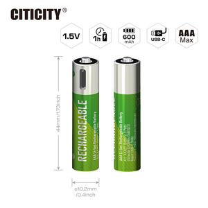 CITICITY Paquete de 4 Baterías Cilíndricas de Iones de Litio AAA de 1.5V 600mAh 900mWh Recargables de Alta Capacidad y Larga Duración - Product Image 3