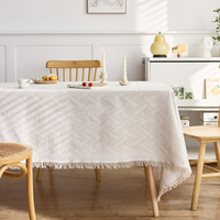 Nappe rectangulaire de style américain en coton et lin tissé jacquard, tapis de table décoratif pour usage domestique, style moderne