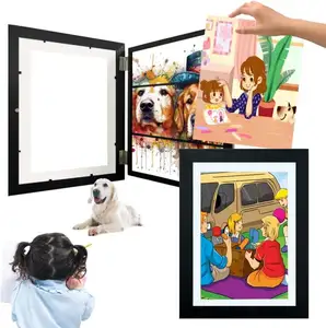 Novo design photo frame crianças arte display frame frente aberta moldura para crianças arte