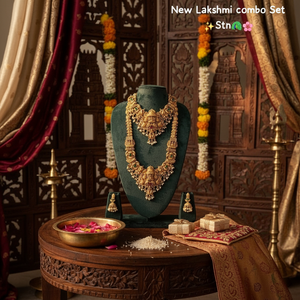 Traditional South <b>Indian</b> Temple Long Bridal Necklace Set Alloy Gold Plated Zircon Earrings Vintage Wedding Engagement Gift - Product Image 3