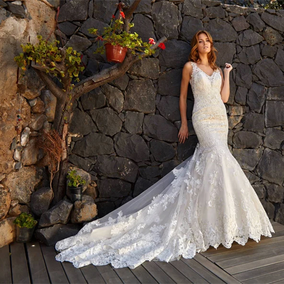 slim fit dress slacks Simple Open Back Fit and Flare Wedding Dress  daisystyledress