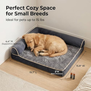 Tempat Tidur Anjing Bentuk <span class=keywords><strong>L</strong></span> dari Busa Memori, <span class=keywords><strong>Sofa</strong></span> Anjing yang Dapat Dicuci dengan Penutup Beludru yang Dapat Dilepas & Alas Anti Selip - Product Image 3
