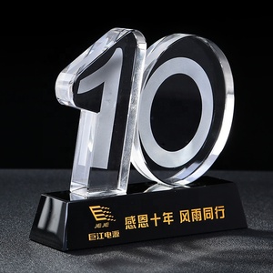 Commercio all'ingrosso 10 anni venti anni personalizzazione personale 3d numero di taglio trofeo di cristallo premio per l'anniversario - Product Image 4