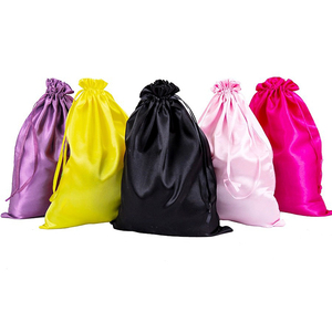 Paquetes de pelo grandes con logotipo personalizado, embalaje de pestañas, peluca, regalo, bolsa con cordón, embalaje de joyería, bolsa con cordón de satén de seda - Product Image 2