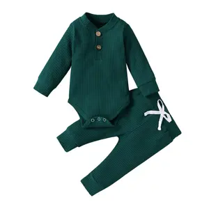Baby Boy Girl Clothes 3 6 9 12 18 Months Ribbed Knit Long Sleeve Rompers Infant Outfits