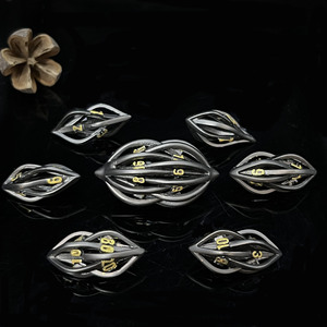 Arcanum Silver 7 piezas 3D impreso poliédrico RPG dados mazmorras y dragones Metal DND juego jugador conjunto diseño hueco - Product Image 5