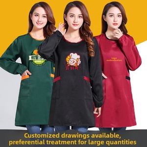 Delantales tejidos con logotipo grueso impermeable para hombres y mujeres, bata exterior de manga larga de nuevo estilo para restaurante, Bar, trabajo de cocina del <span class=keywords><strong>camarero</strong></span> - Product Image 2