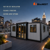 Maison conteneur extensible BlocNEST, bungalow préfabriqué modulaire avec aménagement flexible pour la vie de famille et les vacances