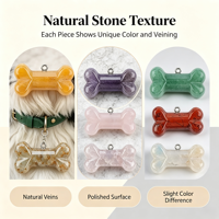 Pendentif en cristal naturel en forme d'os, breloque en agate sculptée en pierre brute pour collier d'animal de compagnie, accessoire DIY pour collier et porte-clés