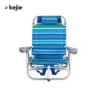 Chaise de plage moderne Kejie en aluminium avec porte-gobelets double, accoudoirs en plastique, pliable et portable, capacité de 300 lb, personnalisable