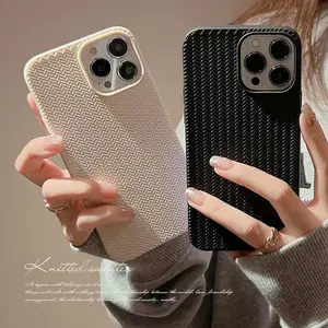 Konzischer Stil gewebtes Muster Strickmaserung Korn Gummi Öl weiches TPU Handytuch für Iphone 7 8 X Xr Xs 11 12 13 14 15 Pro Max