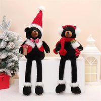 Figurines d'ours en peluche mignonnes pour les fêtes, 2 pièces, design de pattes rétractables, décoration de bureau d'hiver, cadeau de Noël