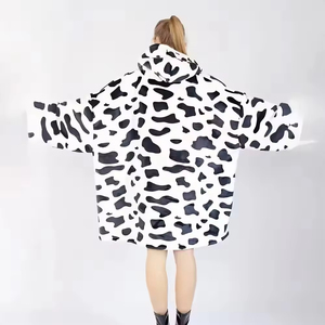 Coperta da notte in pile regalo <span class=keywords><strong>con</strong></span> <span class=keywords><strong>cappuccio</strong></span> per adulti di alta qualità in bianco e nero - Product Image 5