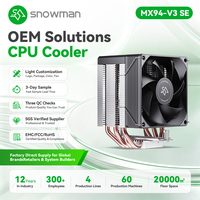 Pack économique Snowman pour refroidisseur de processeur, 4 caloducs avec pâte thermique pré-appliquée, ventilateur de 92 mm prêt à l'emploi pour Intel
