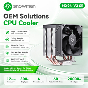 Snowman Value Pack CPU Cooler 4 Heat Pipes with Pre Applied Thermal Paste 92mm Fan Ready to Use Intel - Product Image 1