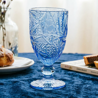 Verre à vin rouge haut de gamme vintage 320 ml, motif gaufré rétro européen, fait main, écologique, géométrique, pour les fêtes
