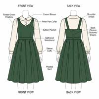 Costume BJD vintage personnalisé, style forêt, tenue BJD, robe en velours côtelé, broderie florale avec chemisier pour poupée BJD articulée