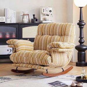 Sillón reclinable retro individual para sala de estar, sofá de descanso para adultos con base de madera y diseño de tela a rayas - Product Image 2