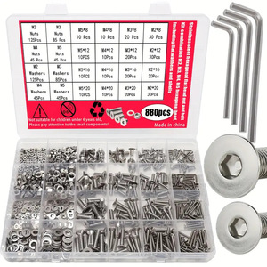 880pcs Stainless Steel Screw Nut Set M2 M3 M4 M5 Hex Head Flat Countersunk Bolts Washers Kit With Allen Keys - Product Image 1