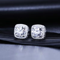 Dropshipping Fashion 5mm-8mm 925 Sterling Silver VVS Moissanite Diamond Screw Back Iced Out Sugar Halo Stud Earrings