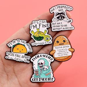 En gros, épingles en émail et broches en alliage en métal, motifs tortue, raton laveur, pomme de terre, <span class=keywords><strong>hamburger</strong></span>, accessoires pour vêtements et sacs à dos - Product Image 2