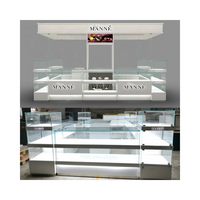Personalizado al por menor de lujo collar de la joyería Set Vitrina Stand Gabinetes Bastidores MDF Encimera de vidrio con cajón para uso en tienda