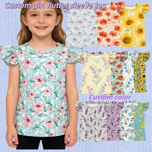 Custom Girl <strong>Flutter</strong> <strong>Sleeve</strong> <strong>Top</strong> Multiple Print Options Kids Sunflower Floral <strong>Flutter</strong> <strong>Sleeve</strong> Shirt Girls <strong>Flutter</strong> <strong>Sleeve</strong> Floral <strong>Top</strong> - Product Image 1