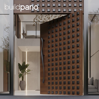 Puerta Pivotante de Madera Sólida Estilo Americano, Puerta de Entrada Principal de Diseño Personalizado con Ventanas Laterales de Vidrio