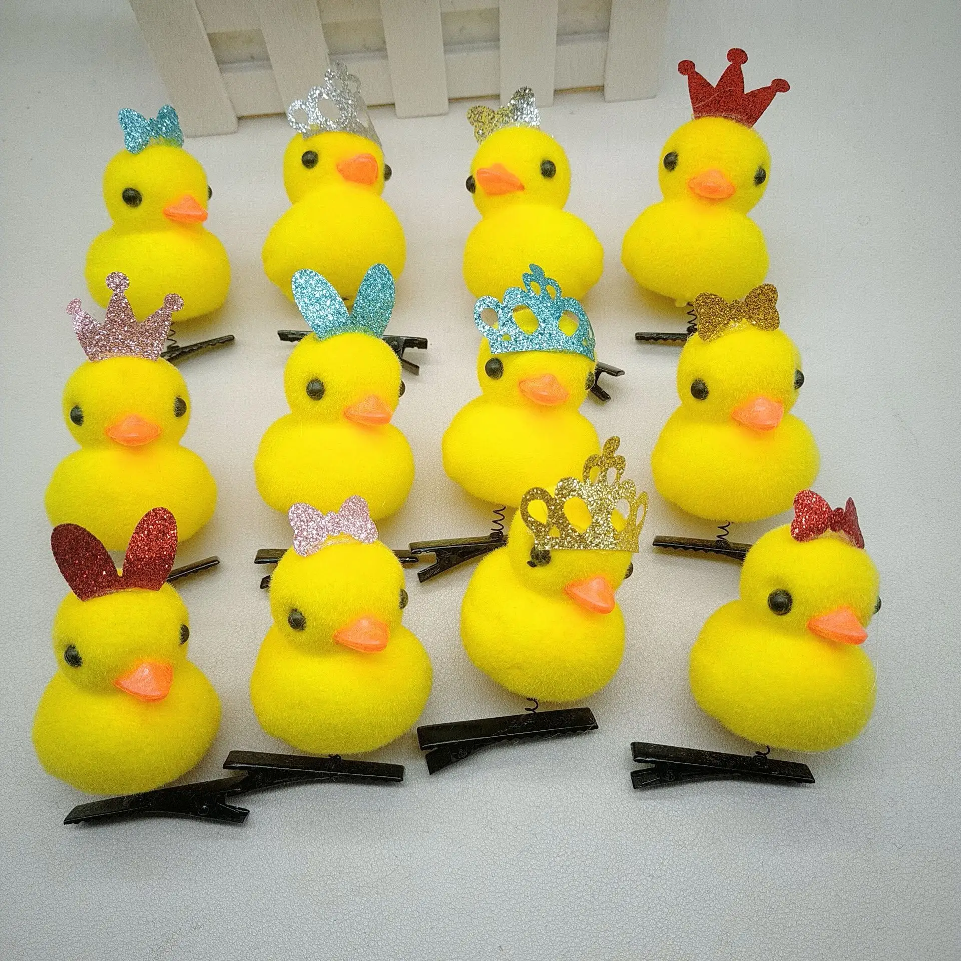 3D Little Yellow Duck Cute Mini Hair Clips Cartoon Funny Children Plush Hairpin Fashion DIY Girl Hair Accessories Party Gifts