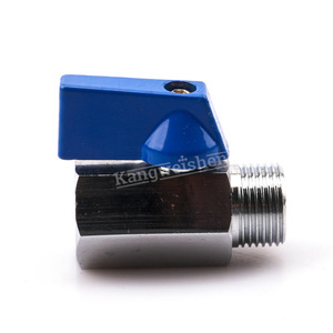 Mini-vanne à boisseau sphérique en acier inoxydable 1/2 po avec poignée bleue pour le contrôle du débit d'eau, usage industriel - Product Image 1