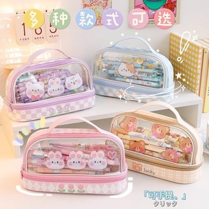 Sac à crayons transparent en forme d'ours mignon, 22.5cm x 15cm x 9.5cm, fermeture à glissière, pour étudiants, usage scolaire et de bureau - Product Image 5