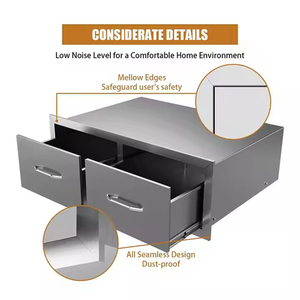 JH-Mech Horizontal Double Access <strong>Drawers</strong> Outdoor Under Desk Storage Gray Stainless Steel <strong>Drawer</strong>