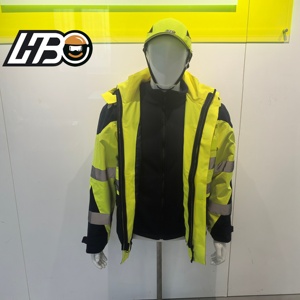 Ensemble de sécurité réfléchissant professionnel HBC, veste haute visibilité + <span class=keywords><strong>casque</strong></span> avec visière, résistant au vent et à la pluie, opérations nocturnes en extérieur - Product Image 6