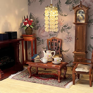 Orologio da pavimento in miniatura in scala 1:12 <span class=keywords><strong>nonno</strong></span> orologio in legno stile Vintage decorazione soggiorno - Product Image 4