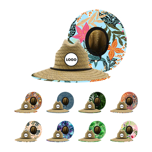 Custom Logo Promotional Unisex Summer Sun Hat Wide Brim Woven America Sombrero Fitted Fishing Beach Lifeguard Straw Hat
