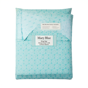 Juego de Funda Nórdica King Size Mary Blue de 12 Piezas con Patrón Geométrico Aqua Blanco para Cama - Product Image 1