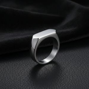 Anillo de Sello Rectangular Personalizado de Acero Inoxidable 316, Unisex, Dorado, Altamente Pulido, Estilo Audaz, Elegante, Masculino, Vintage, para Negocios - Product Image 1