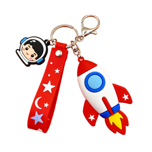 Porte-clés personnalisé en PVC, créatif, dessin animé, vaisseau spatial, fusée, astronaute, étanche, léger, vente en gros - Product Image 3