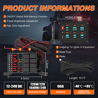 Panneau de commande auxiliaire à 6 interrupteurs pour voiture, camion, VTT, UTV, 12V, panneau de commande auxiliaire LED OEM