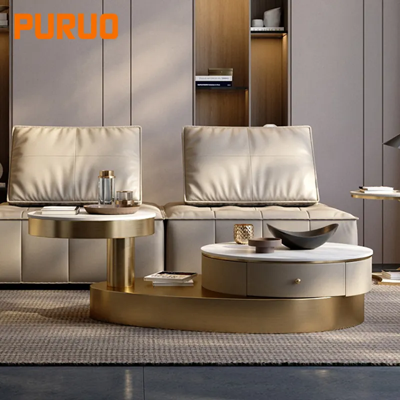 PURUO جديد تصميم الأثاث مطعم إضاءة المربى المائي الخشب الذهب الزجاج المقسى الذهبي القهوة الجدول