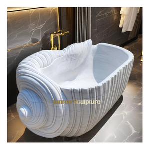 Baignoire sur mesure en pierre naturelle solide en forme <span class=keywords><strong>de</strong></span> coquillage, baignoire autoportante en marbre cultivé en forme <span class=keywords><strong>de</strong></span> coquille <span class=keywords><strong>de</strong></span> <span class=keywords><strong>mer</strong></span> pour hôtel - Product Image 1
