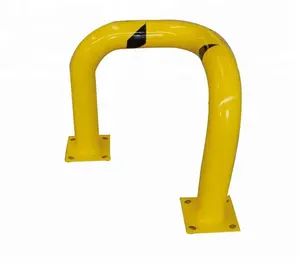 黄色粉末涂层高轮廓机械护板，焊接钢90度三弯管护板固定角安全护柱