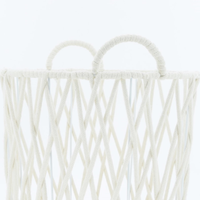 Panier à linge en corde de coton pour salle de bain avec cadre en fil métallique