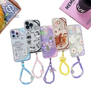 Popular Trending Lovely Cartoon Design Mobile Phone Case With Lanyard For IPhone 13 14 Pro